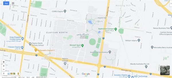 نقشه دانشگاه موناش در ایالت ویکتوریا